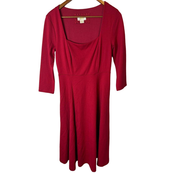 Maeve by Anthropologie Jocelyn Midi Dress Fit & Flare Wine‎ Size Small - Picture 5 of 7